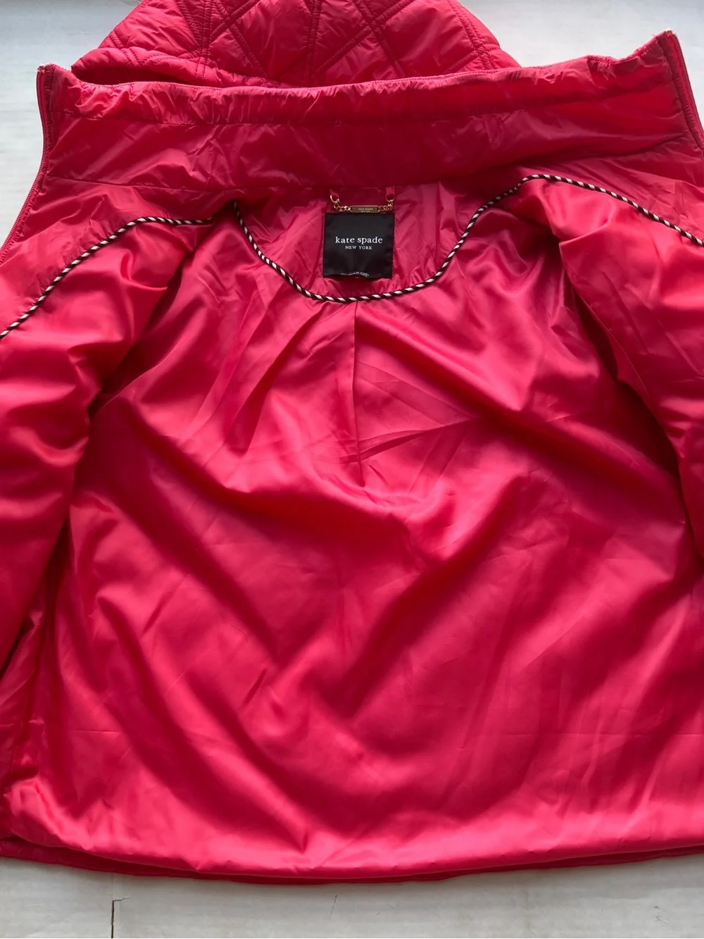 Kate Spade New Water Resistant Quilted Jacket with Removable Hood size XL NWT
